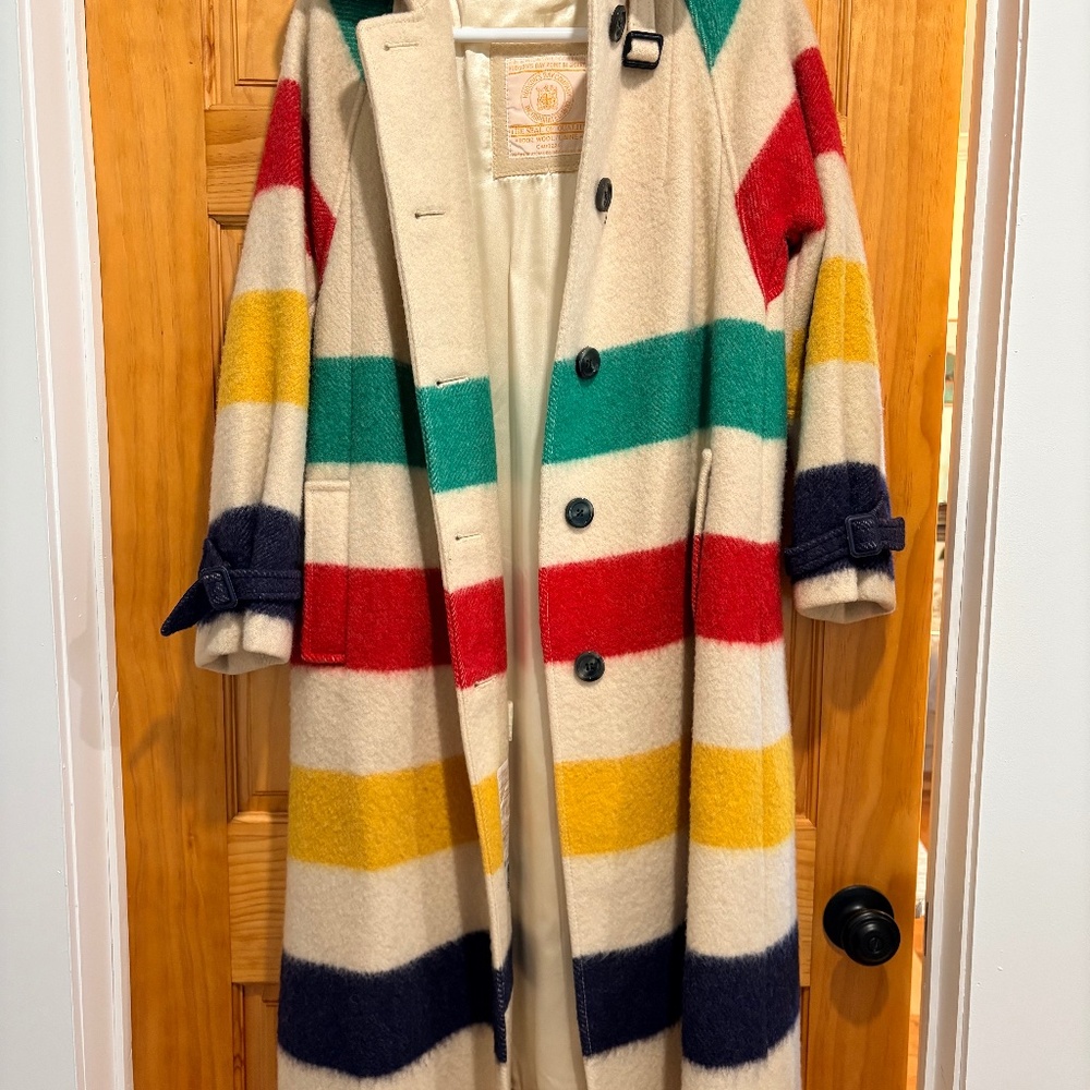 Vintage Hudson Bay blanket full length jacket